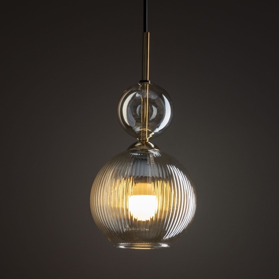 lampada a sospensione sfera di vetro ambra per camera da letto